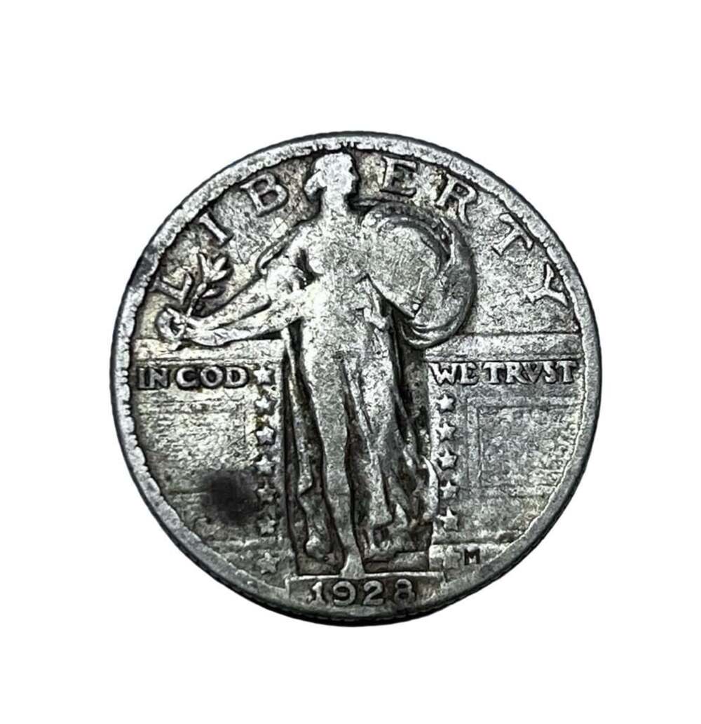 1928 Standing Liberty Quarter 25C US Silver Coin